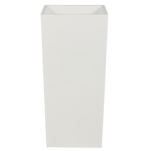 Benzara 32 Inch Tall Tapered Barrel Planter Vase with Hidden Insert White