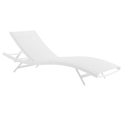 Pemberly Row Mesh Aluminum Patio Chaise Lounge Set of 4 White