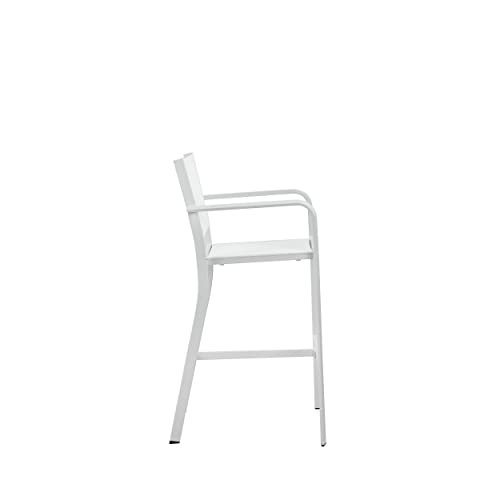 Benzara Keli 44 Inch Set of 6 Bar Stools White Aluminum
