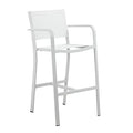Benzara Keli 44 Inch Set of 6 Bar Stools White Aluminum