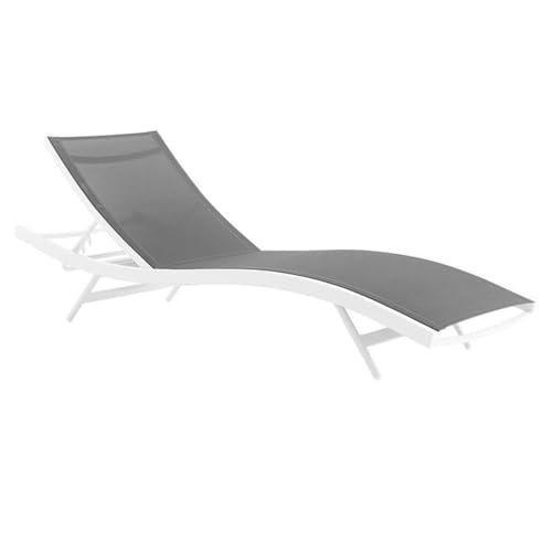 Pemberly Row Mesh Aluminum Patio Chaise Lounge Set of 4 Grey