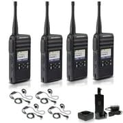 Motorola Solutions DTR700 Digital 2-Way Radio with 4 x HKLN4604 PTT Earpieces Black