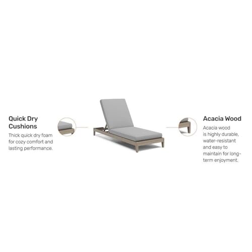 Home Square Wood Outdoor Chaise Lounge Set of 2 Grey