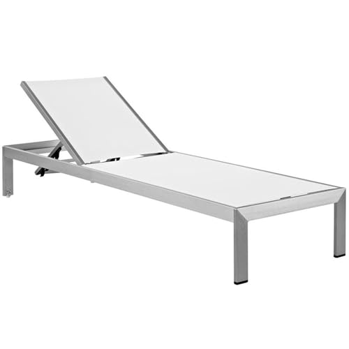 Pemberly Row Modern Aluminum Patio Chaise Lounge Set of 6 White