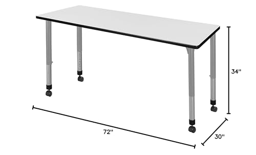 Romig Height Adjustable Mobile Classroom Activity Table 72x30in White/Grey