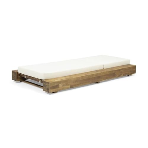 Afuera Living Outdoor Acacia Wood Chaise Lounge Set of 2 Cream