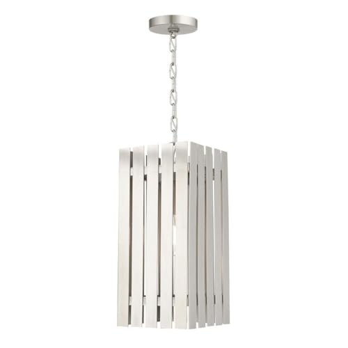 Bailey Street Home 1 Light Outdoor Pendant Lantern Nickel 8" Wide x 18" High