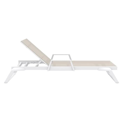 Compamia Tropic Arm Sling Chaise Lounge White Frame Taupe Sling White