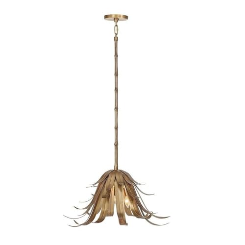 Eurofase Kagra 3-Light Pendant Modern Style 14.5" Tall 24" Wide Brass Finish