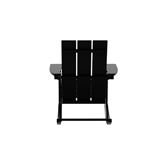WO WESTIN OUTDOOR Modern 5 PCS HDPE Patio Rocking Chair Set Black