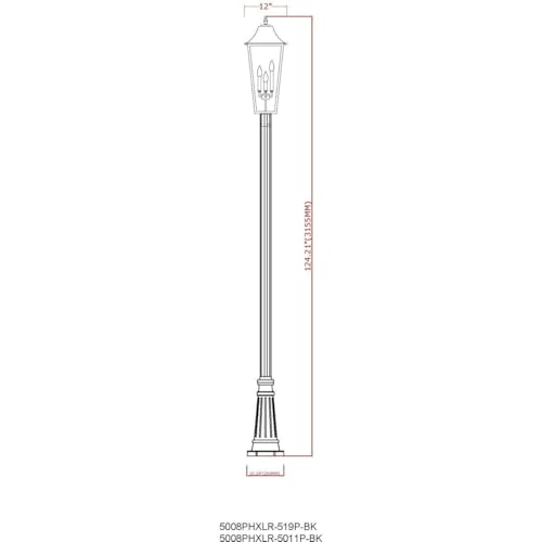 Z-Lite Gannon 3 Light 126" Tall Post Light Black