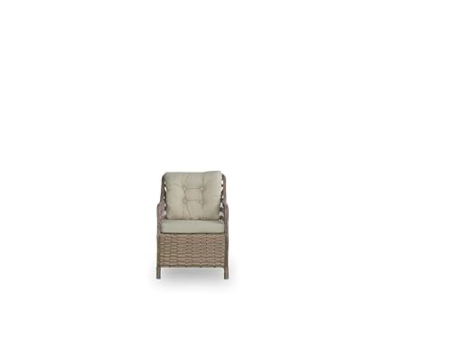 Angora Shira Rattan Outdoor Furniture Set with Glass Table and Armchairs Brown