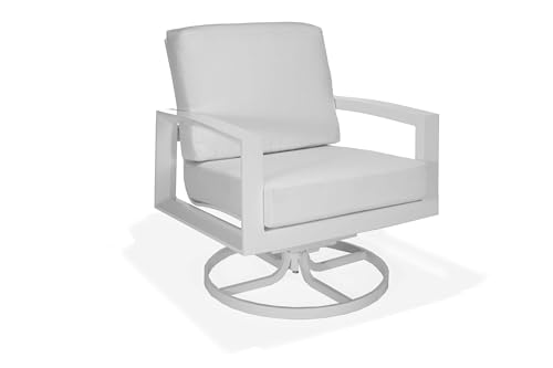 Winston Whitlock Cushion Swivel Rocker Lounge Chair Smooth White/Canvas Natural