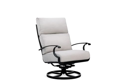 Winston Manor Ultra High Back Swivel Rocker Lounge Chair Weathered Teak/Linen Lace