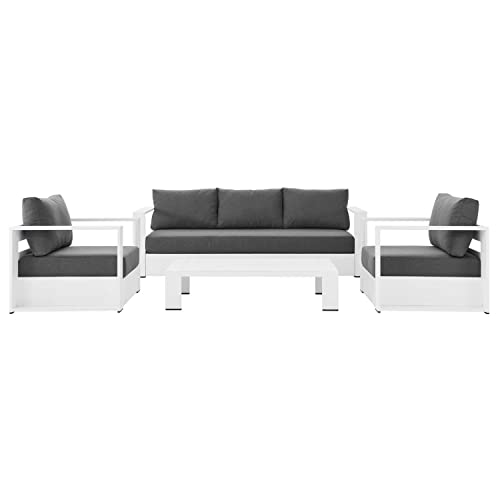 Modway Tahoe 4-Piece Fabric Outdoor Set White Charcoal