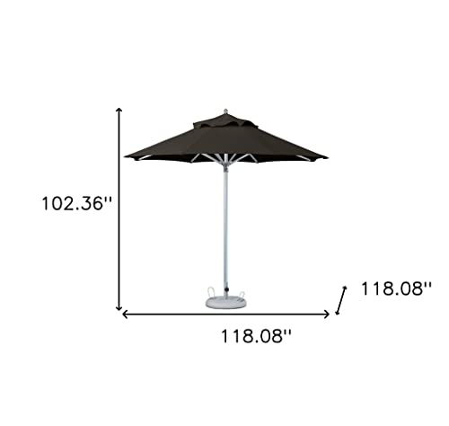 HomeRoots 10' Black Polyester Round Market Patio Umbrella Black