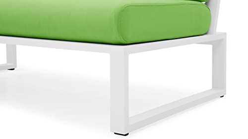 ZURI Modern Kore Outdoor Armless Loveseat with Quick Drying Cushions Aluminum Frame White/Lime