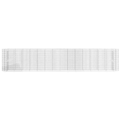 Gabion Raised Bed Galvanized Iron 212.6"x19.7"x39.4" with Self-Watering Ceramic Pot for Indoor/Outdoor Plants White Black Other