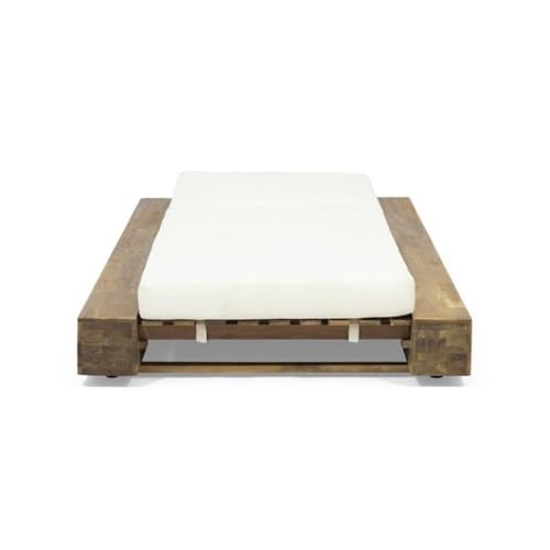 Afuera Living Outdoor Acacia Wood Chaise Lounge Set of 2 Cream
