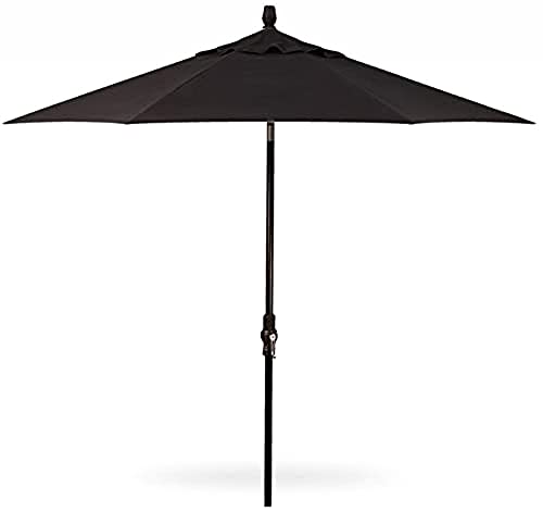 Treasure Garden 9-Foot Starlux Deluxe Collar-Tilt Market Umbrella Sunbrella Black w/Black Frame