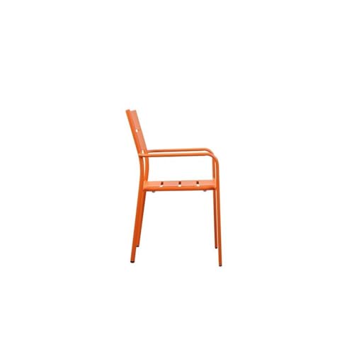 Pemberly Row 34" Aluminum Patio Dining Chair Set of 6 Orange