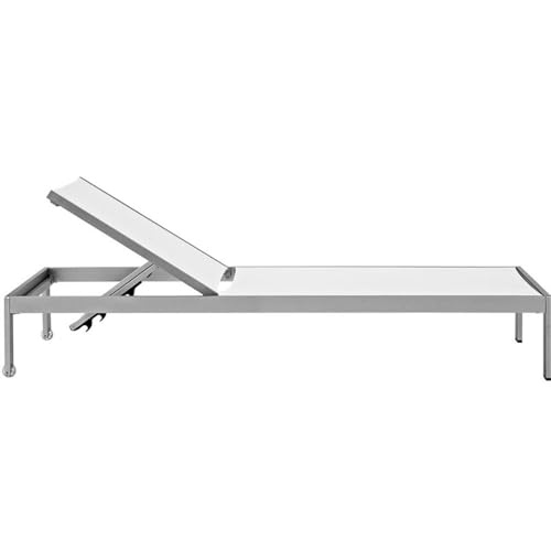 Pemberly Row Modern Aluminum Patio Chaise Lounge Set of 6 White