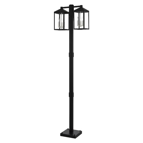 Livex 6 Light Black Outdoor Post Light Nickel
