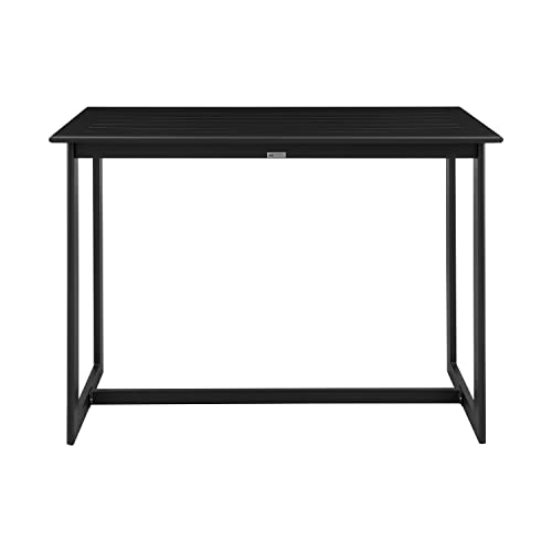 Armen Living Aileen Outdoor Patio 5-Piece Bar Table Set Aluminum with Grey Cushions Black