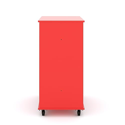 Tot Mate Double-Sided Mobile Bookshelf 3-Shelf Storage Cabinet Red