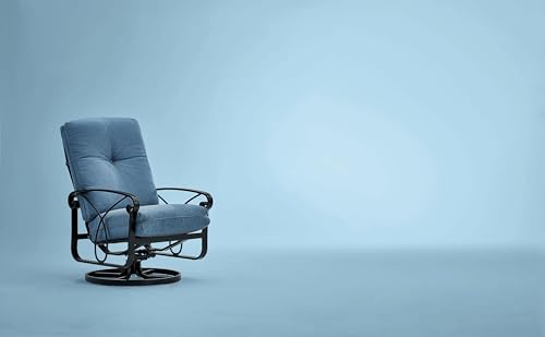 Winston Palazzo Cushion Ultra High Back Swivel Rocker Lounge Chair Black Night/Spectrum Denim