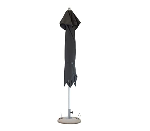 HomeRoots 10' Black Polyester Round Market Patio Umbrella Black