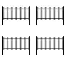 ALEKO Rome Style DIY Galvanized Steel Fence Security 8 x 4 Feet Black Lot of 4