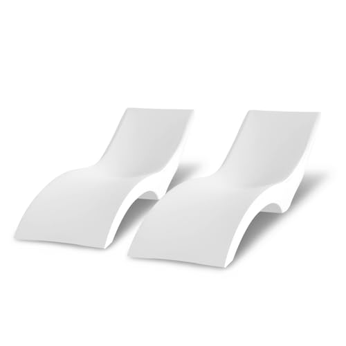 Aquamarine Poolside Lounge Chairs Set of 2 White