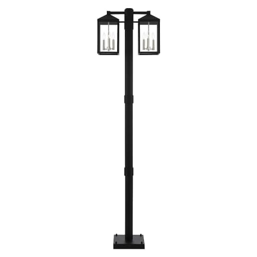 Livex 6 Light Black Outdoor Post Light Nickel