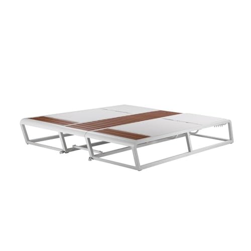 Pemberly Row Modern Aluminum Outdoor Daybed with Umbrella Hole White