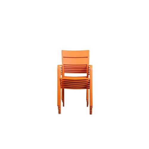 Pemberly Row 34" Aluminum Patio Dining Chair Set of 6 Orange