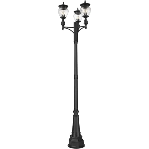 Z-Lite Davina 3 Light Post Light 116" Tall Black