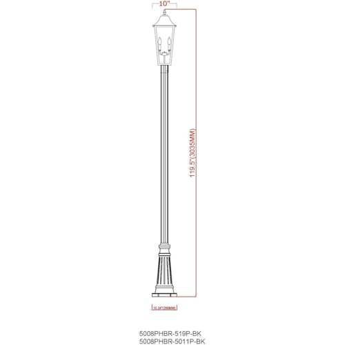 Z-Lite Gannon 3 Light 121" Tall Post Light Black