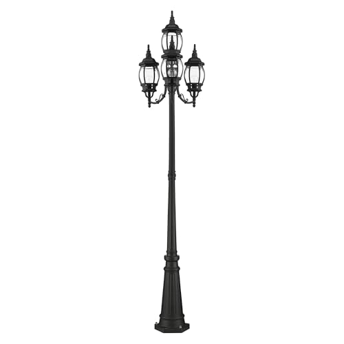 Livex Outdoor Post Light with Clear Beveled Glass Shades Black