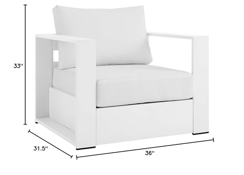 Modway Tahoe Aluminum Outdoor Patio Armchair White