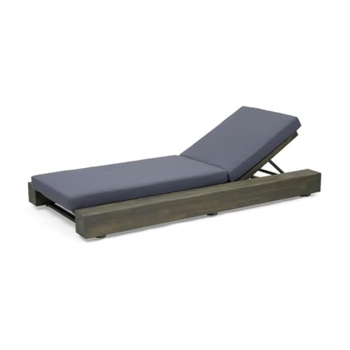 Noble House Broadway Outdoor Acacia Wood Chaise Lounge Set of 2 Gray
