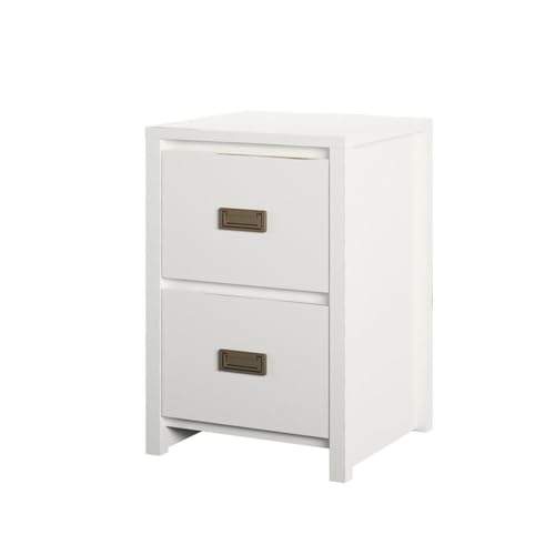 Home Square 2-Piece Kids Nightstand & Twin Metal Loft Bed Set White