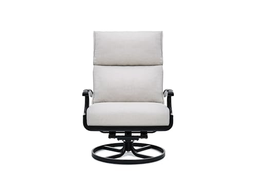 Winston Manor Ultra High Back Swivel Rocker Lounge Chair Weathered Teak/Linen Lace