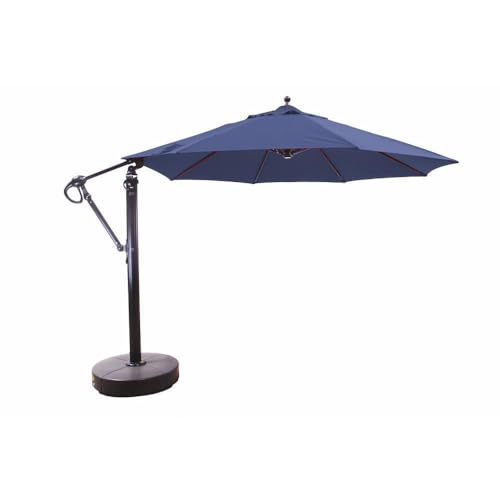 Galtech International 887AB58 11 Foot Round Easy Lift Tilt Aluminum Cantilever Umbrella Navy