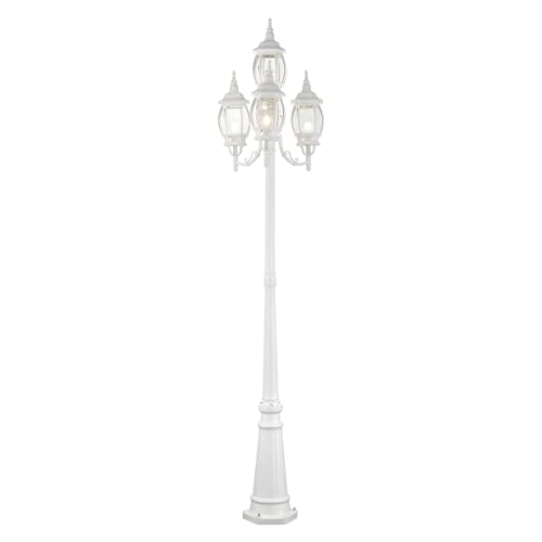 Livex Outdoor Post Light with Clear Beveled Glass Shades Black