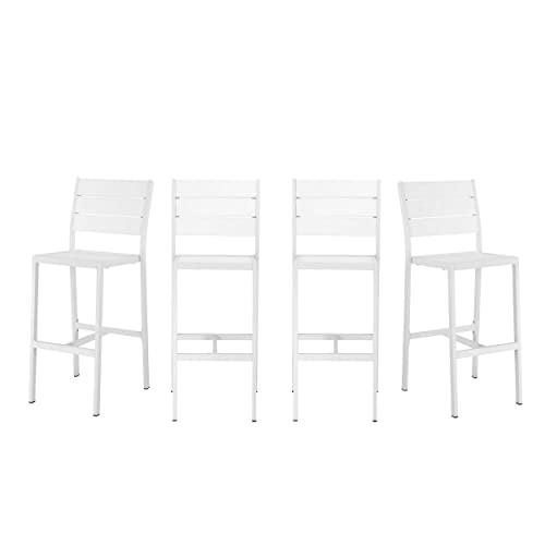 Benzara Kylo 18 Inch Set of 4 Bar Height Side Chairs White