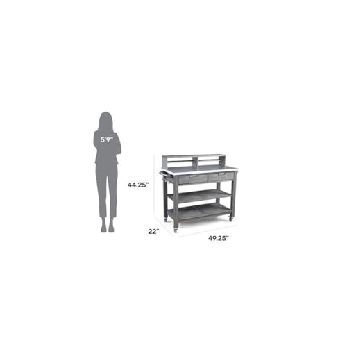 Afuera Living Traditional Wood Potting Bench with Steel Top Grey