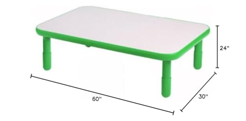 Children's Factory Angeles Baseline Kids Activity Table 60"x30" with 14" Legs Green