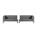 Benzara Juna Outdoor Corner Bench Set of 2, 58 Inch Modular Grey Acacia Wood