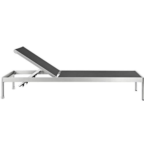 Pemberly Row Modern Aluminum Patio Chaise Lounge Set of 6 Black